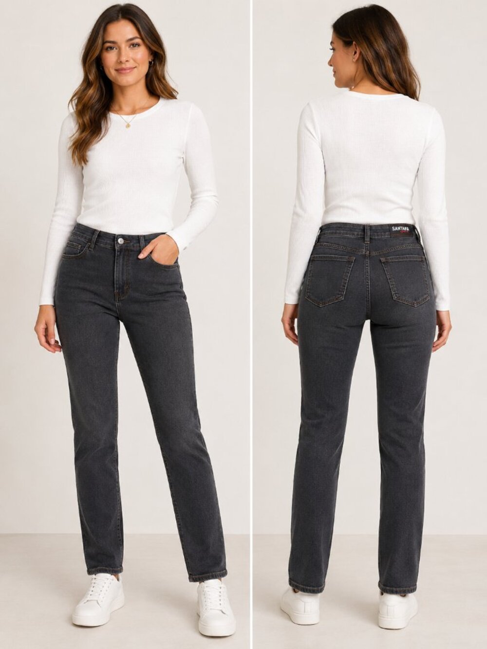 SANTANA Jeans Women’s Dark Charcoal Straight Leg Stretch Jeans